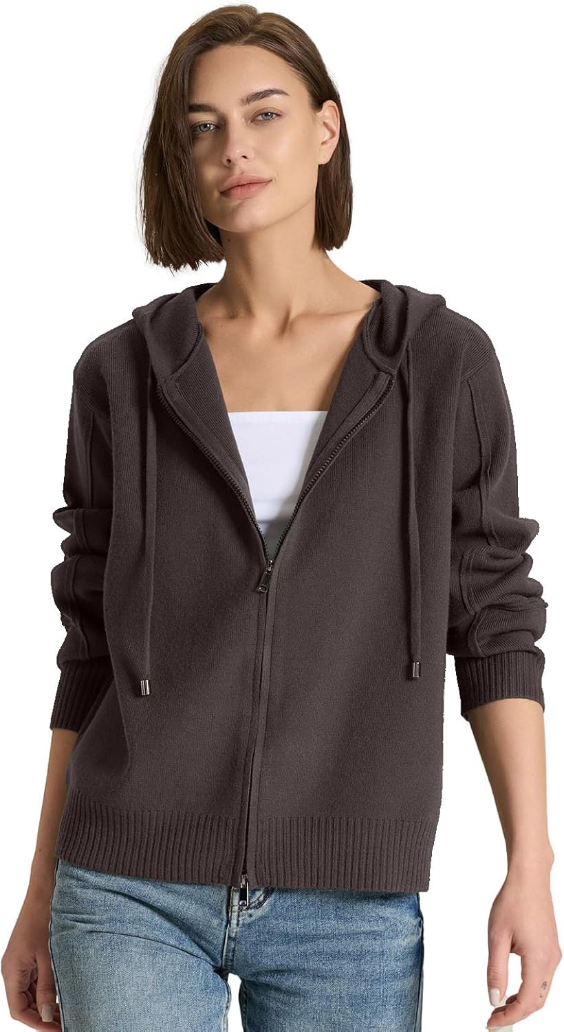 Women’s Full Zip Up Hoodies Soft Knit Sweaters Drawstring Long Sleeve Casual Trendy Oversized Cardigans - Image 5