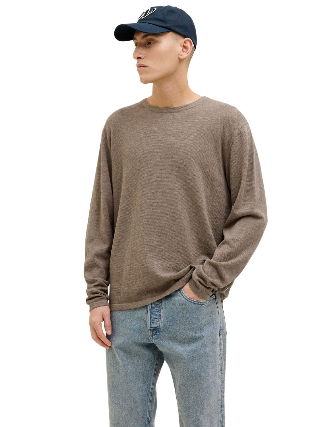 JACK&JONES JJESUMMER Knit Crew Neck SN, Falcon, XXL