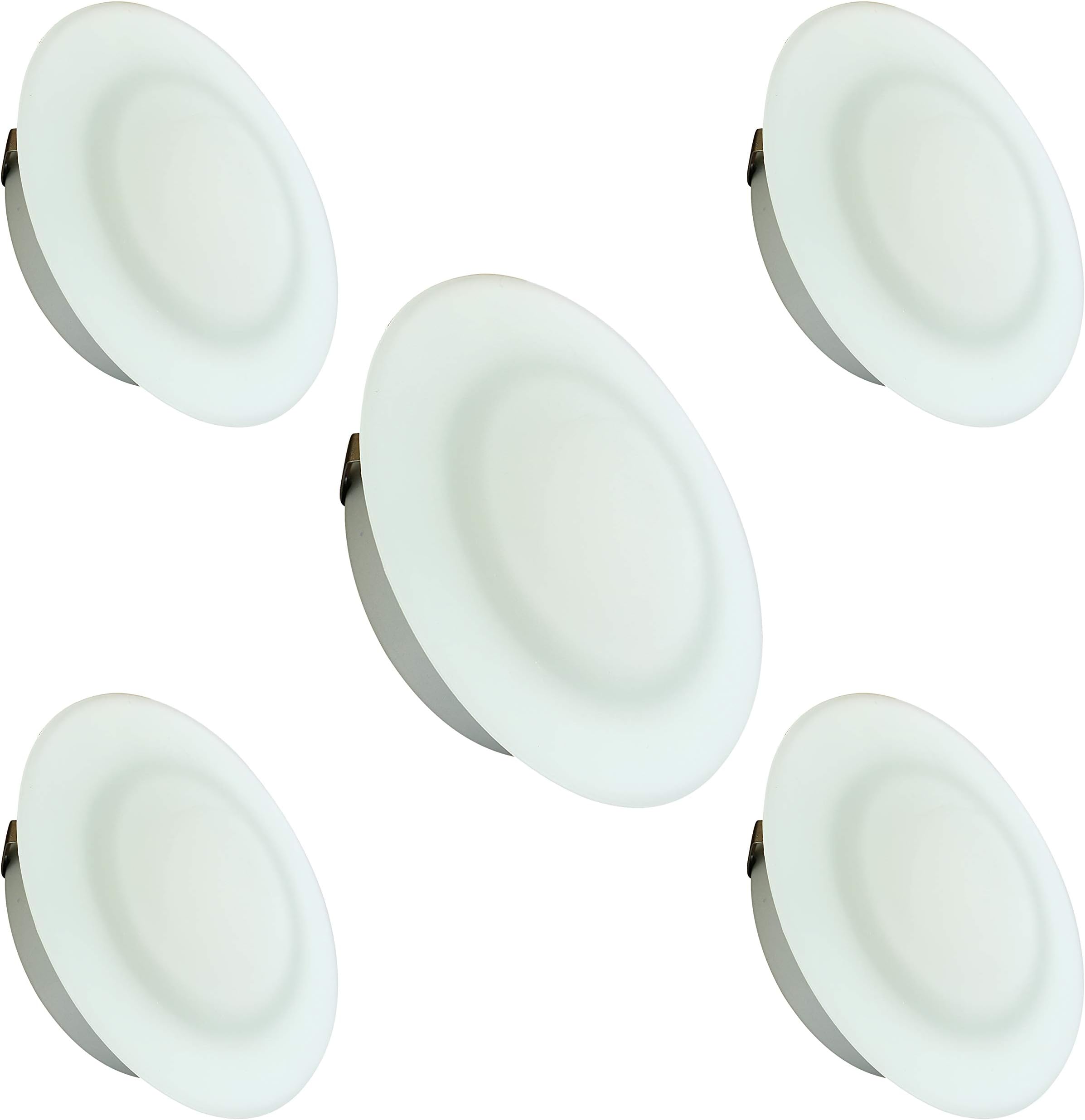 5 Pack 4.5Inch LED RV Puck Light Recessed Mount Down Light 12V Interior Light for RV Motor-Homes Camper Caravan Trailer Boat