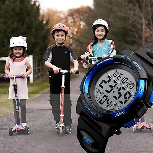 Miniatura 7 de MJSCPHBJK Reloj para niños, reloj para niños de 3 a 15 años, reloj digital deportivo al aire libre, multifuncional, cronógrafo LED 50 M, calendario