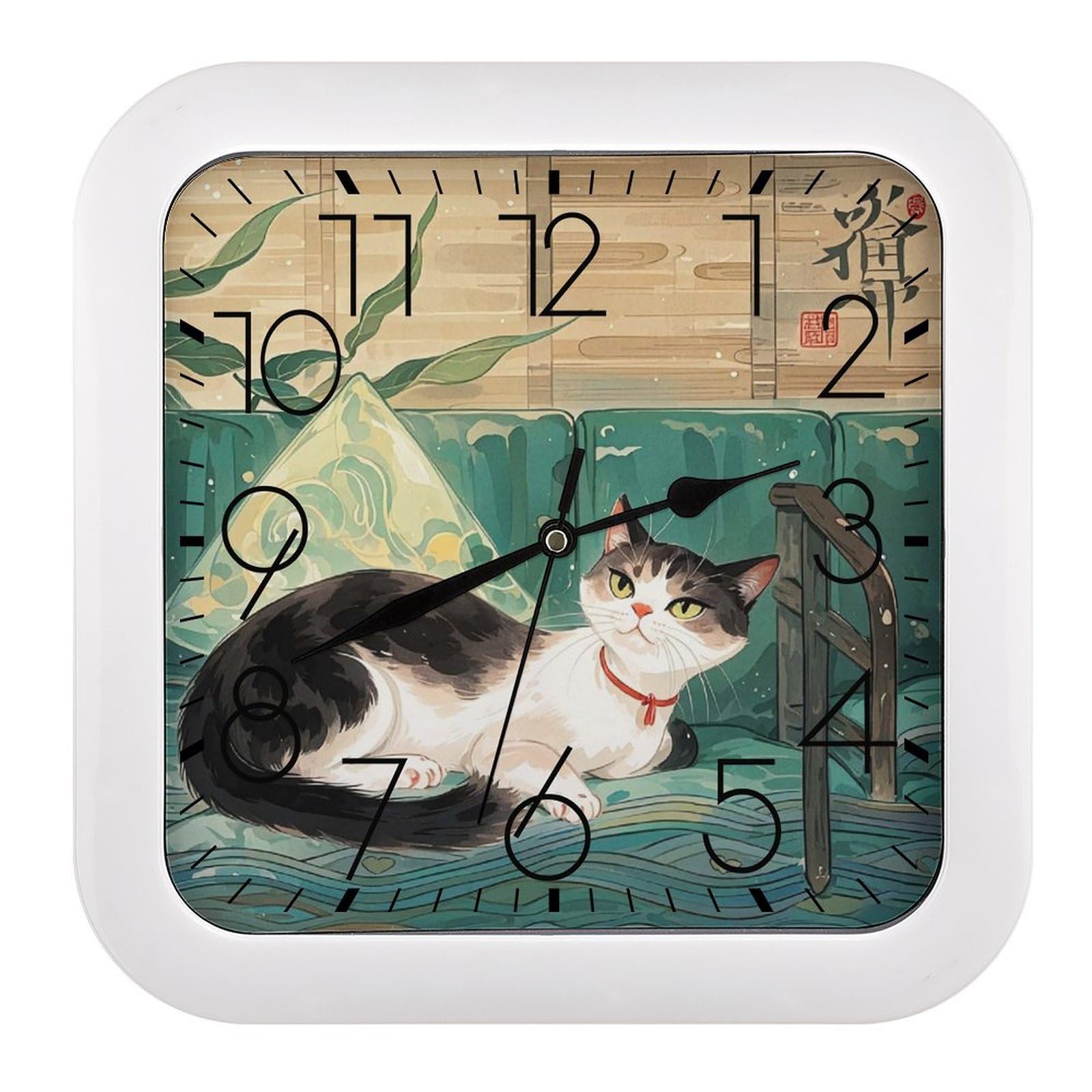 Horloge murale silencieuse carrée 25 cm à pile pour décorer un bureau calme