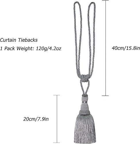 Miniatura 10 de BEL AVENIR Paquete de 2 alzapaños de cortina con borlas, cuerdas hechas a mano, sujetadores para el hogar, oficina, hotel, decoración (dorado)