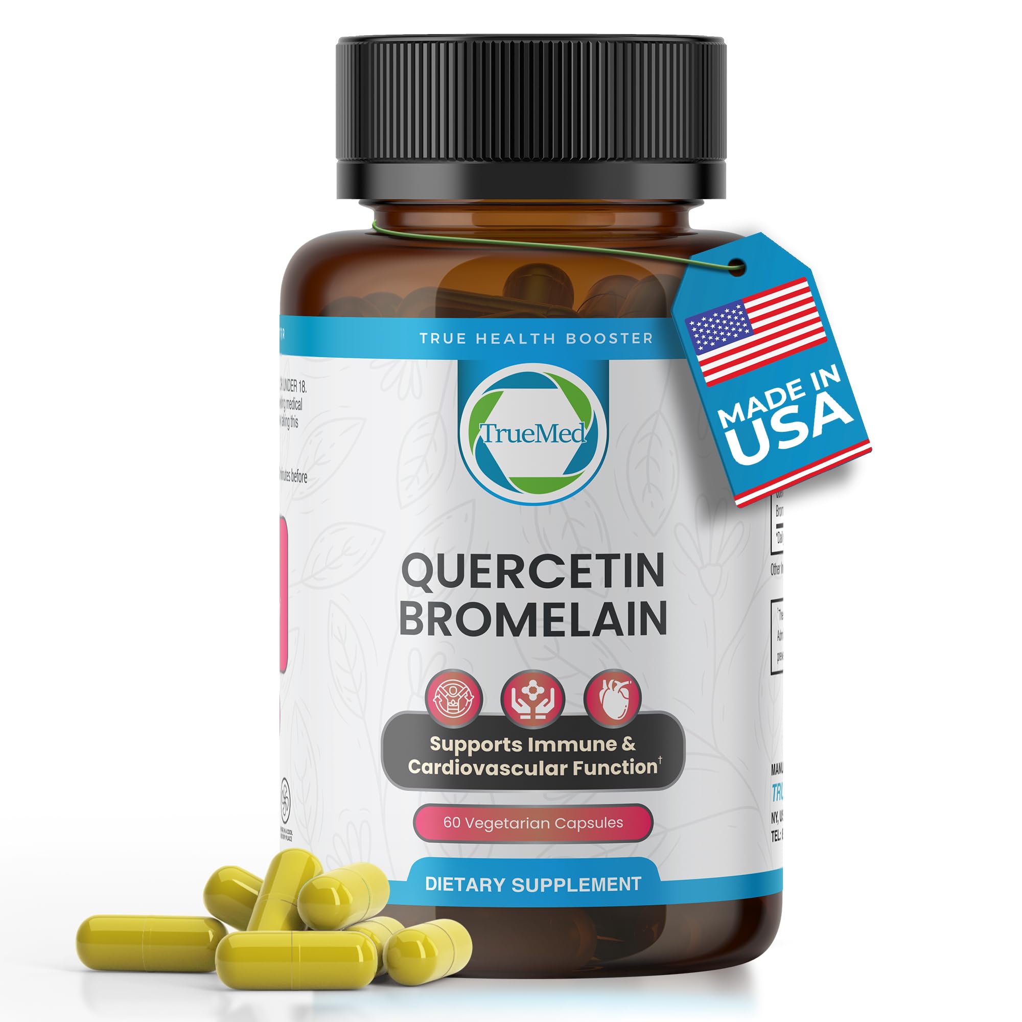 Quercetin with Bromelain Supplement, Support Immune Function, 60 Capsules