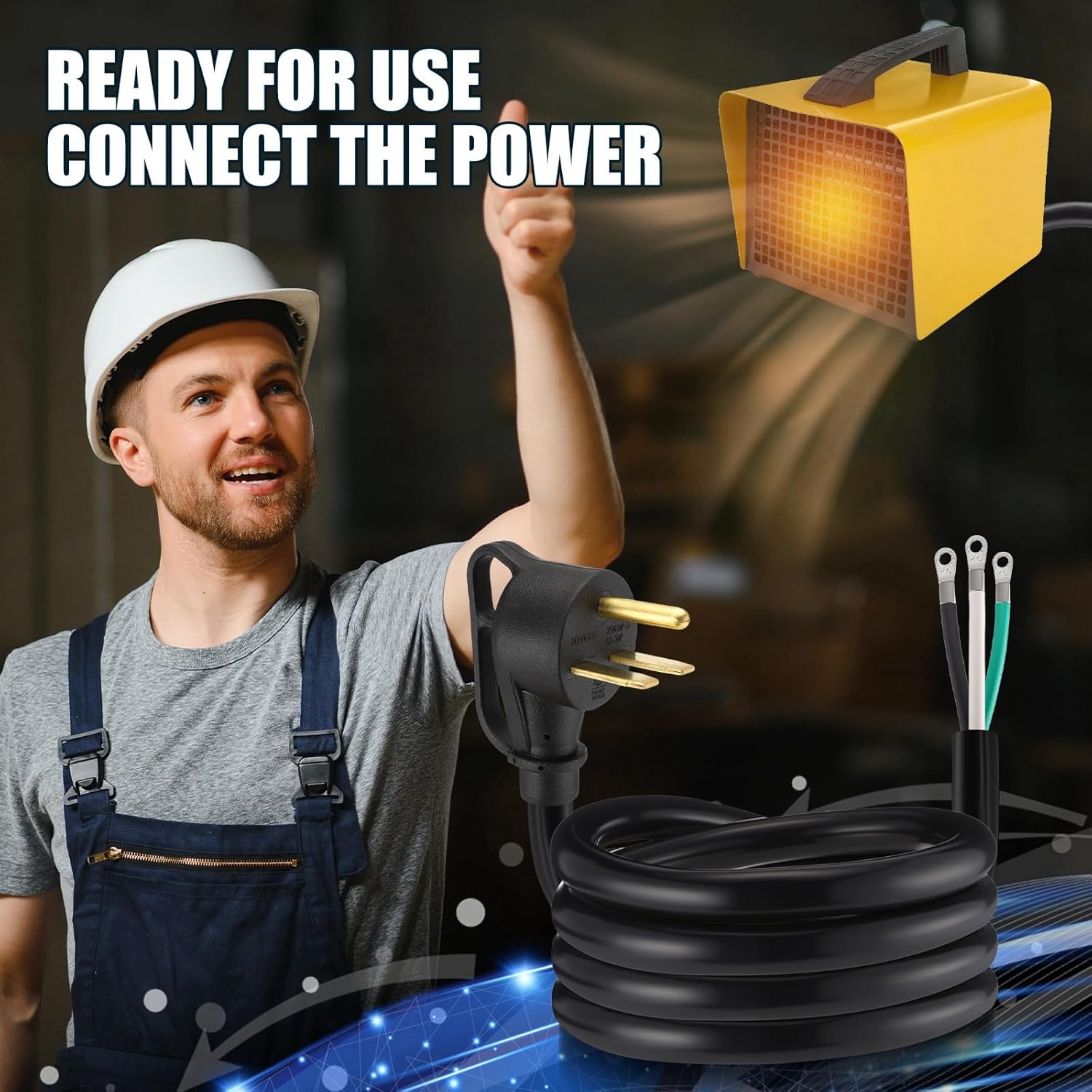 Kanayu 10 FT 10AWG Compatible with NEMA 6-30P Replacement Power Cord, 3 Prong 30 Amp 250V Open End Wire Extension Cable for Welder Dryer Generator Electric Garage Heater, ETL Listed