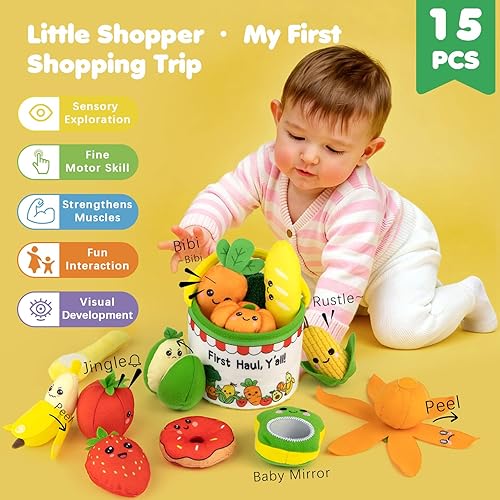 Miniatura 2 de Montessori - Juguetes sensoriales para bebés de 6 a 12 a 18 meses, My First Shopping Trip, juguetes sensoriales para bebés con clasificación de