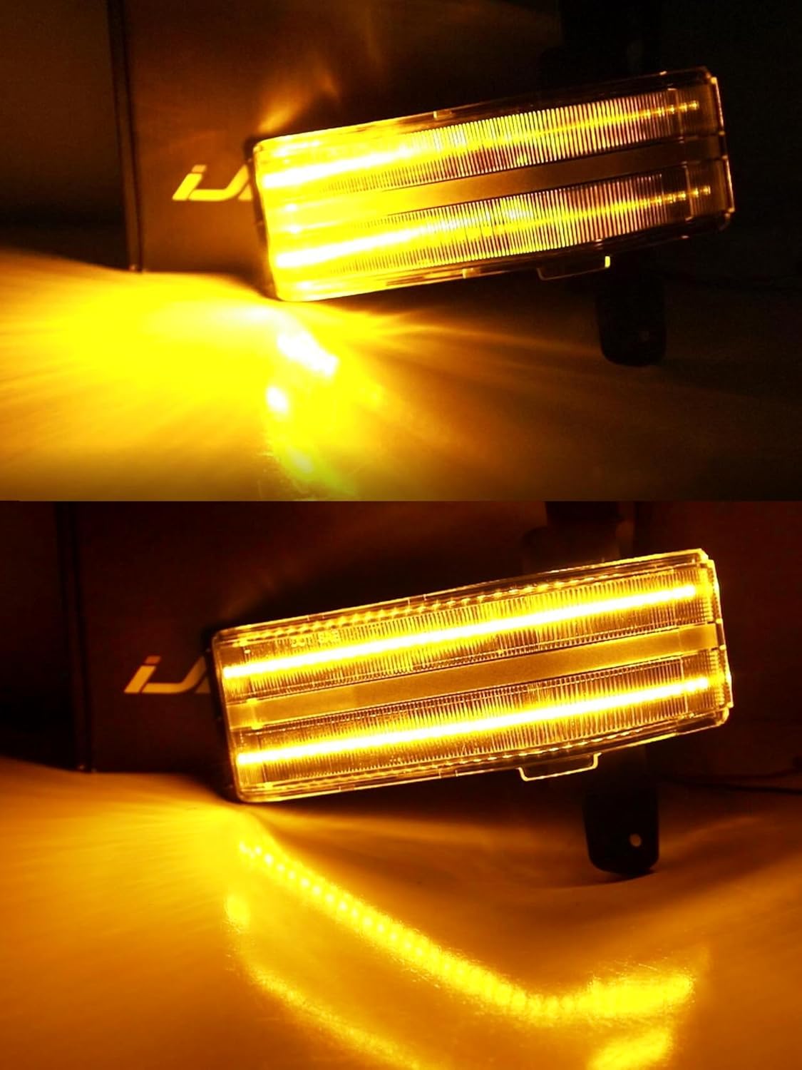 iJDMTOY Black Smoked Lens Dual-Row Full Amber Sequential Blink LED Strip Tow Mirror Marker Lights Compatible With Chevy Silverado GMC Sierra 1500 2500HD 3500HD Truck