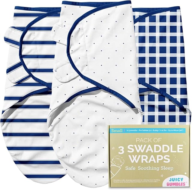 Juicy Bumbles Swaddle Blanket 0-3 Months - 100% Cotton Baby Swaddle Wrap Newborn - Set of 3 Swaddle Wrap - Baby Essentials for Newborn Baby Boy and Girl