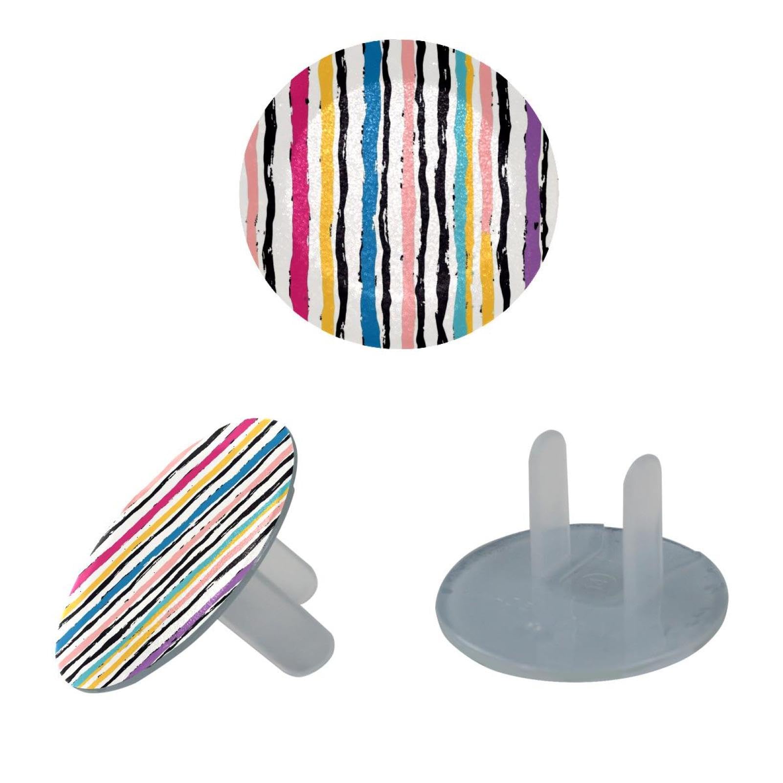 12 Pieces Zebra Pattern Child Proof Outlet Covers, Electrical Safety Socket Protection Caps for 2-Prong Power Wall Plates