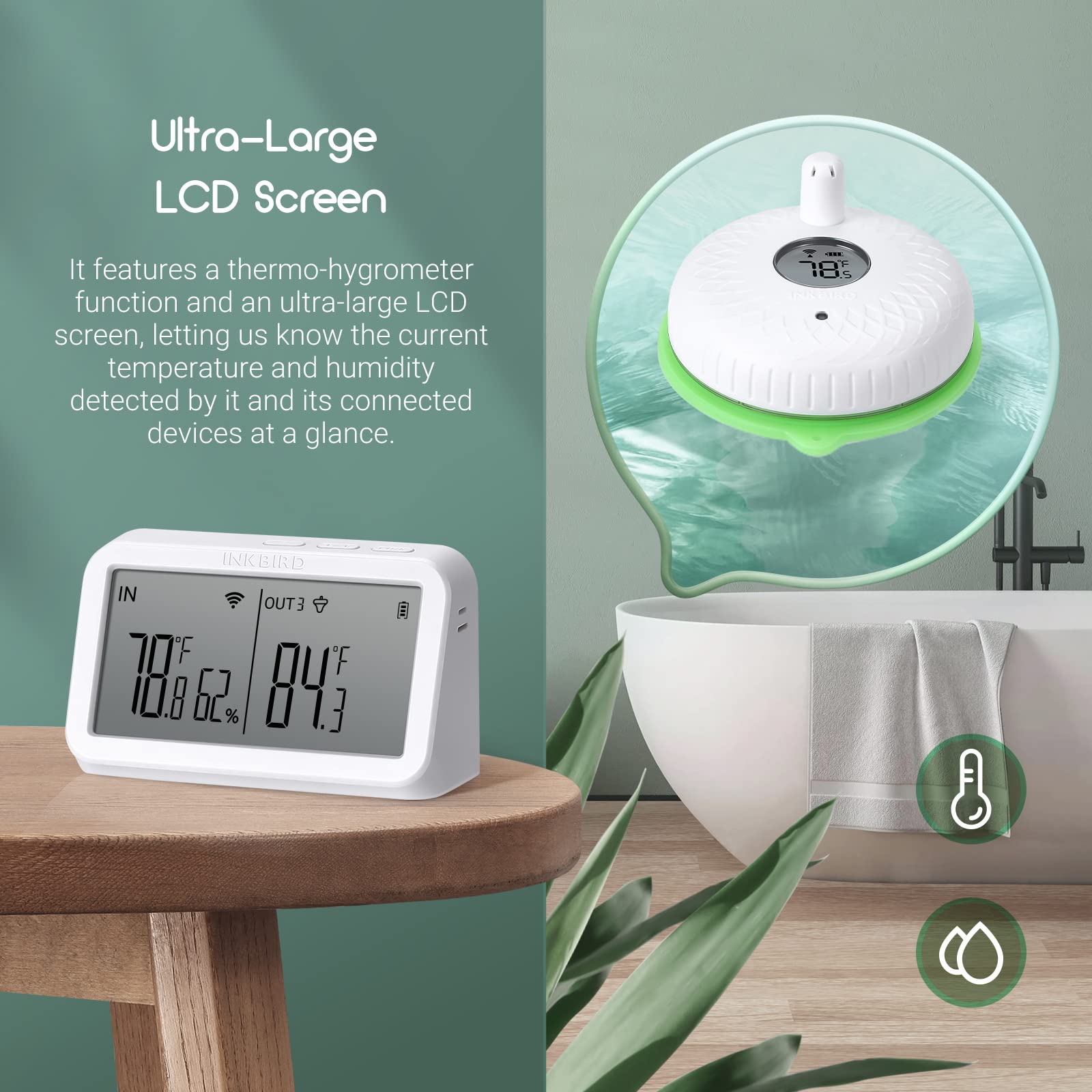 INKBIRD IBS-M2 Gateway WiFi, Grande Schermo LCD, Wi-Fi 2,4 GHz