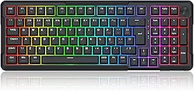 Teclado Mecânico Gamer Redragon Arlokks Preto RGB Gasket Mount 1800 Compact Switch Redragon RPC linear QMK/VIA Hotswap 5 Pinos Roda de Volume Tri-Mode USB Tipo-C, Bluetooth e USB 2.4GHz K742B