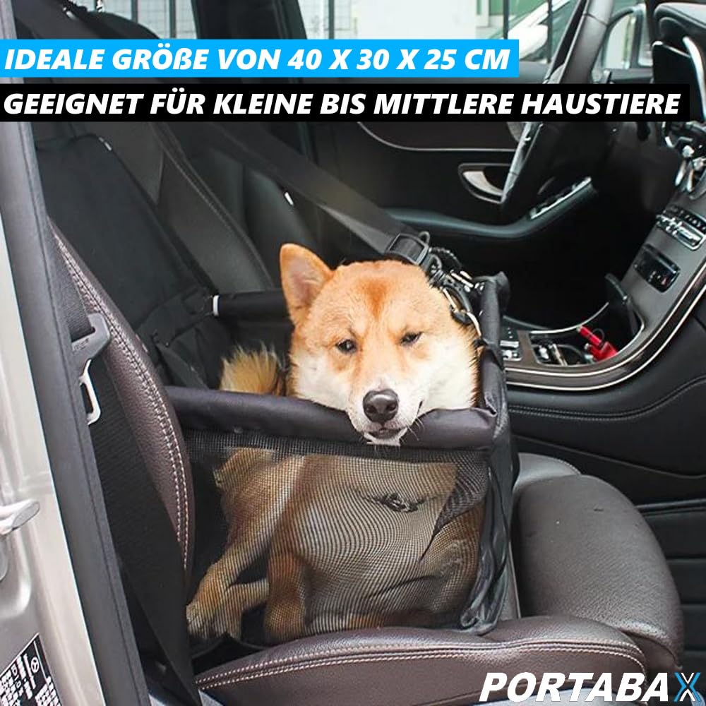 PORTABAX Tiertransportbox Auto Hundetasche Haustier Hund Katze Tragetasche Transporttasche für Autositz schwarz