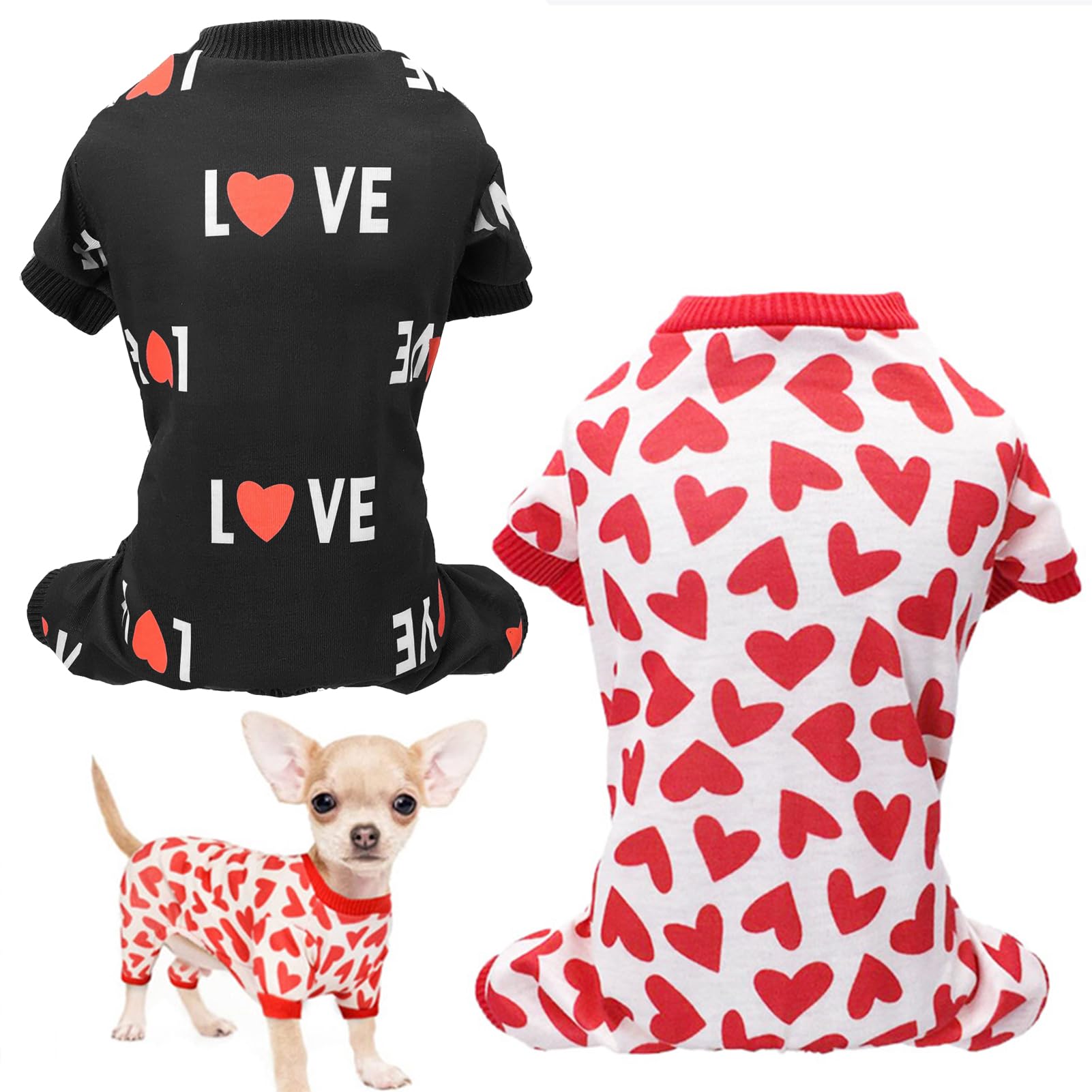 T2Y Dog Pajamas, 2 Pack X Large Pet Costume, Sweet Heart Pjs, Spring Dogs Clothes, Dog Onsie with Feet for All Season Outdoor or at Home?XL?