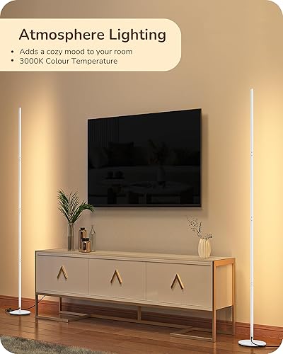 Miniatura 28 de EDISHINE Lámpara de pie LED de esquina, moderna luz delgada y regulable, altura ajustable, lámpara alta minimalista de 57.5 pulgadas para sala