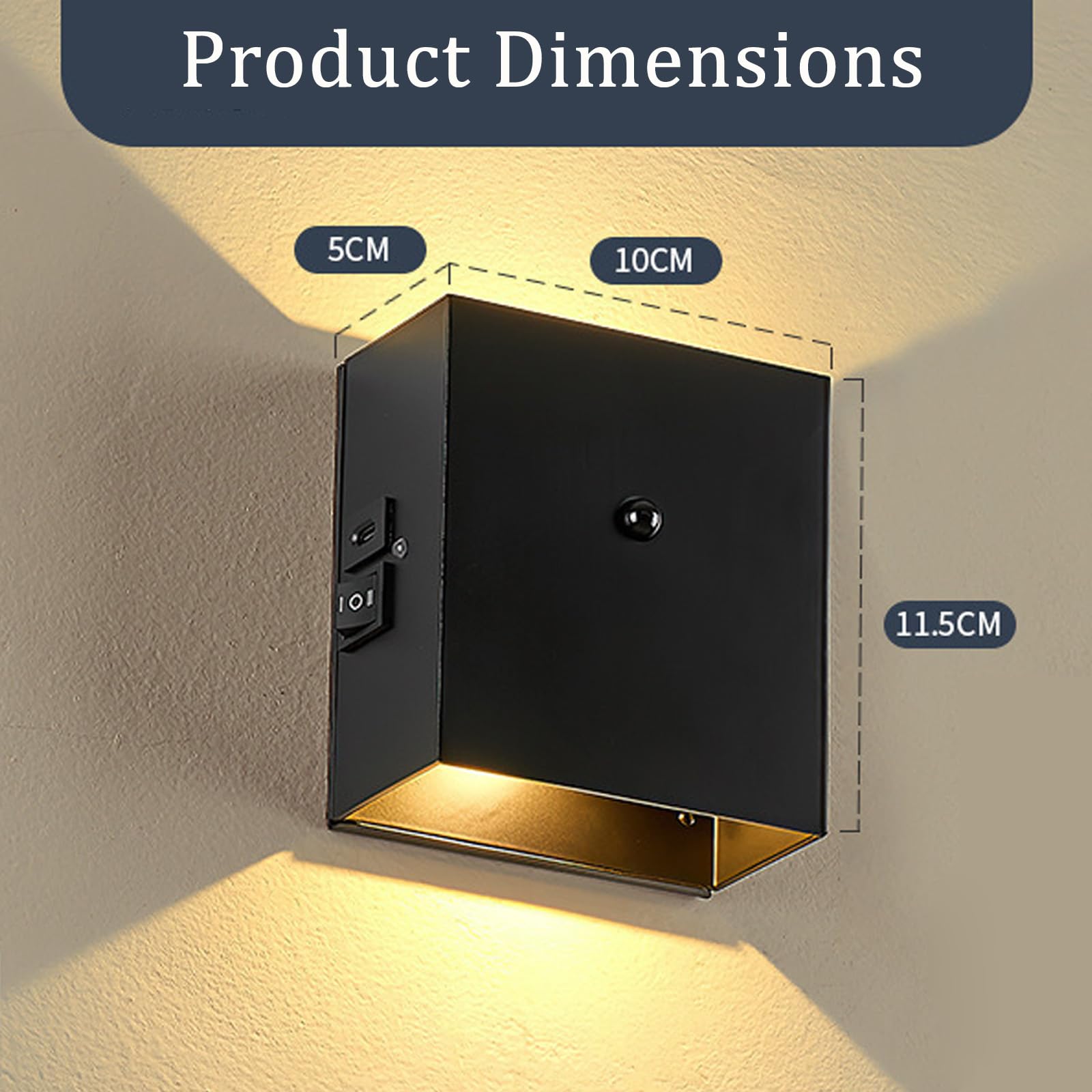 LED Interior Apliques de Pared con Sensor de Movimiento Recargable Lámparas de Pared Magnética Arriba Abajo Iluminación para Dormitorio Escaleras Sala de Estar Pasillo (Blanco Luz Blanca,2 Piezas)