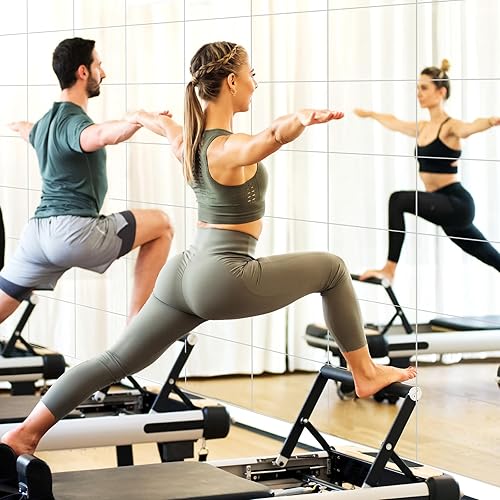 Miniatura 2 de Queekay 20 espejos de gimnasio para el hogar, 10 x 10 pulgadas, espejo de pared acrílico sin marco, 0.079 in de grosor, azulejos autoadhesivos para