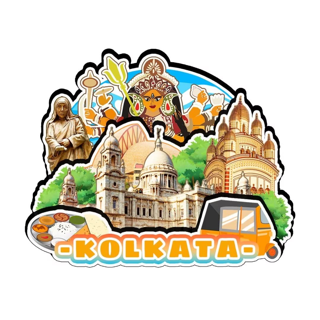 Kolkata India Fridge Magnet Wooden Magnet Art Souvenirs Creative Collection Handmade Travel Home Office Gifts Landscape Refrigerator Decor 11161