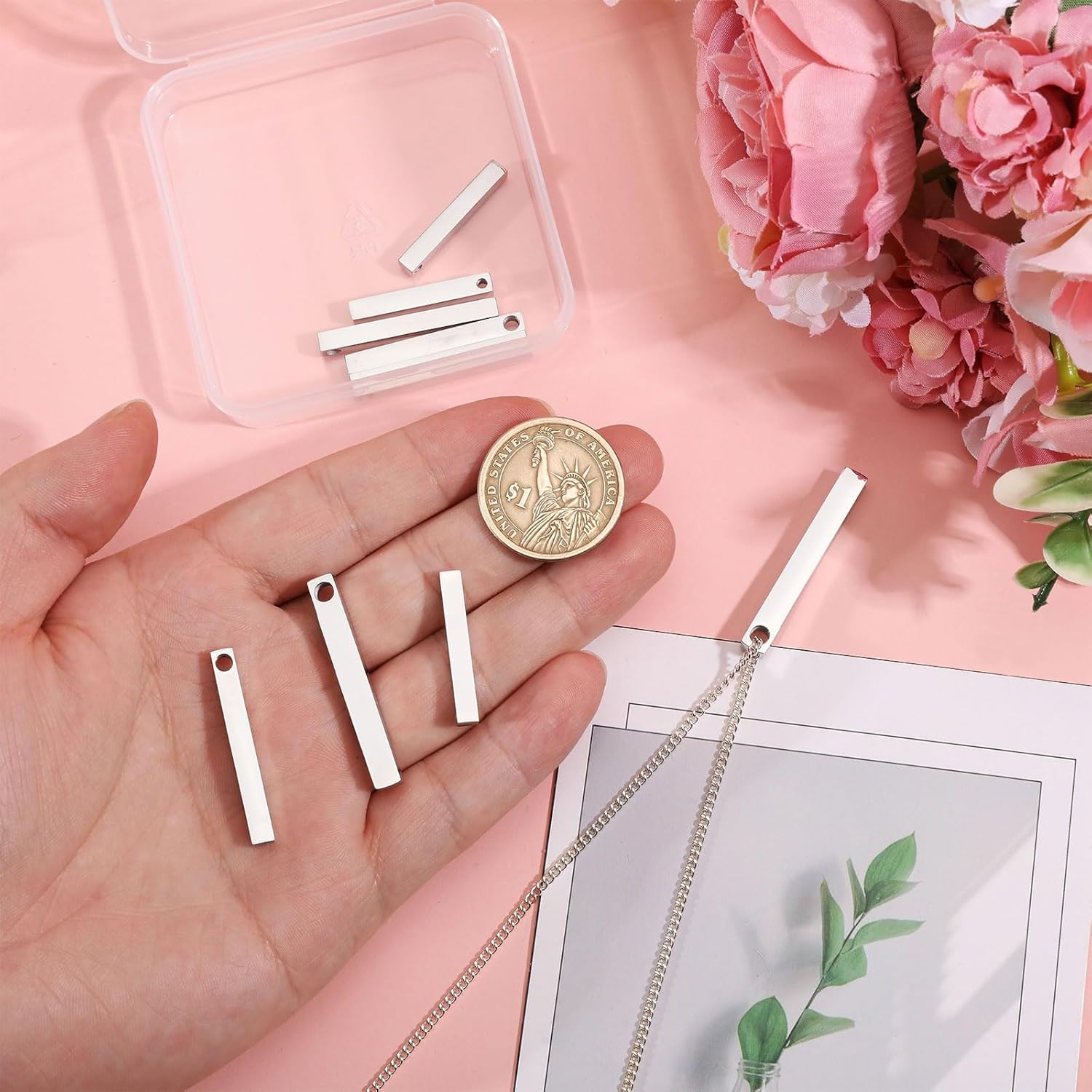 CHGCRAFT 12 Pcs Stainless Steel Rectangle Pendant 3 Size Blank Bar Pendant Engraving Pendant Engraving Bar Charms Blank Bar Charms for Necklace Bracelet Earrings Jewelry Craft Making - Image 3