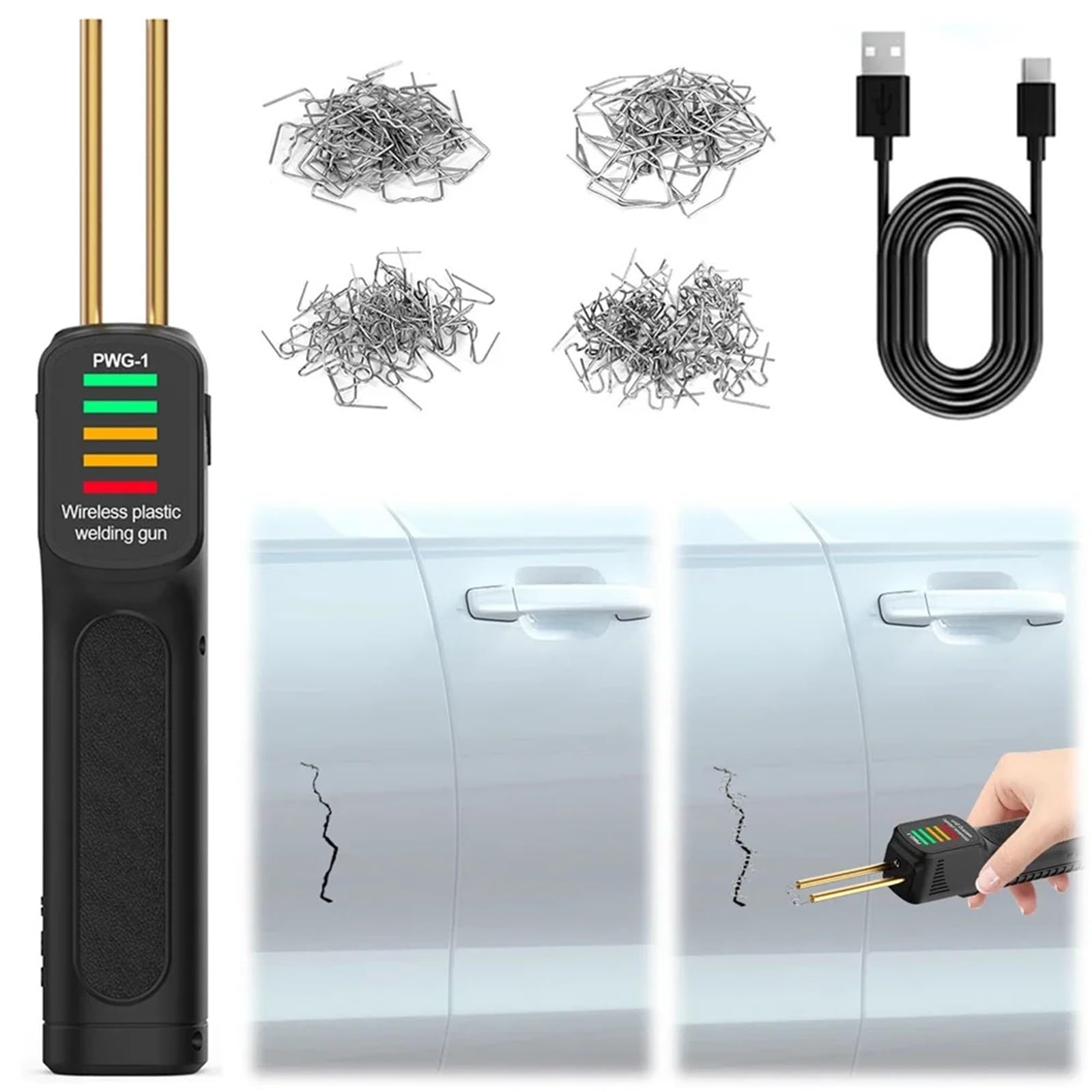 Saldatrice per plastica da 300 W, 200 pezzi, pinzatrice a caldo, pistola per saldatura in PVC, kit per saldatura di plastica Para pistola termica Kit Riparazione Paraurti Auto