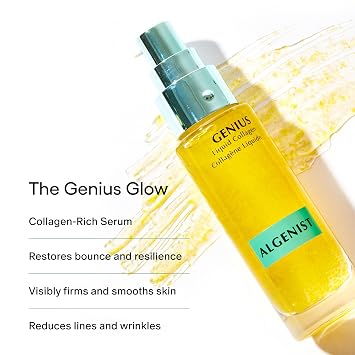 Algenist GENIUS Mini Liquid Collagen Serum - Firming & Hydrating Vegan Face Serum with Alguronic Acid + Vitamin E - Helps Visibly Minimize Fine Lines + Wrinkles & Improve Elasticity (0.21 oz)