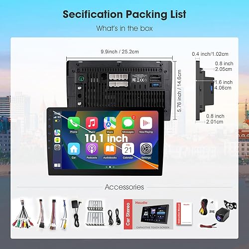 Miniatura 8 de Estéreo inalámbrico de doble DIN para automóvil con Apple CarPlayAndroid Auto, pantalla Carplay para automóvil, control de voz con cámara de