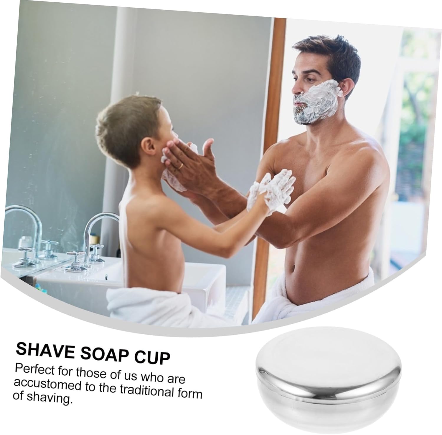 Vaguelly Stainless Steel Shave Soap Bowl Shaving Mug Men's Shaving Bowl for after Shave High