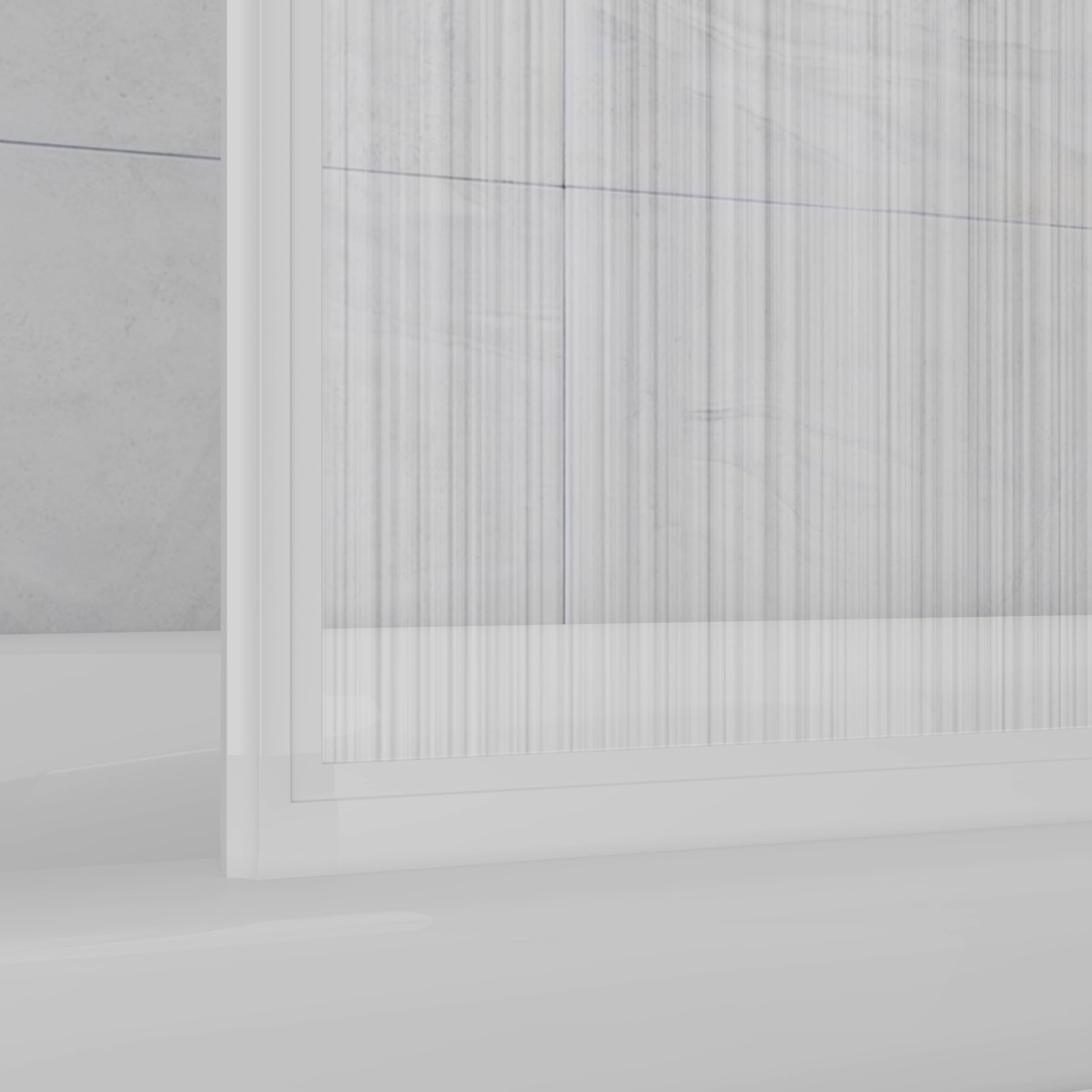 MARWELL Mampara plegable para bañera Moon 120 cm x 130 cm x 5 cm, tres elementos plegables de plástico con marco de aluminio blanco
