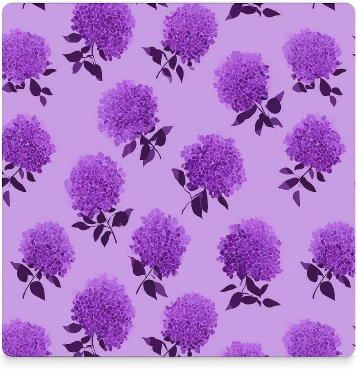 Purple Lilac Flower Coaster for Drinks Square Ceramic Table Coasters Stone Mat Crafts 4PCS Home Kitchen Decor