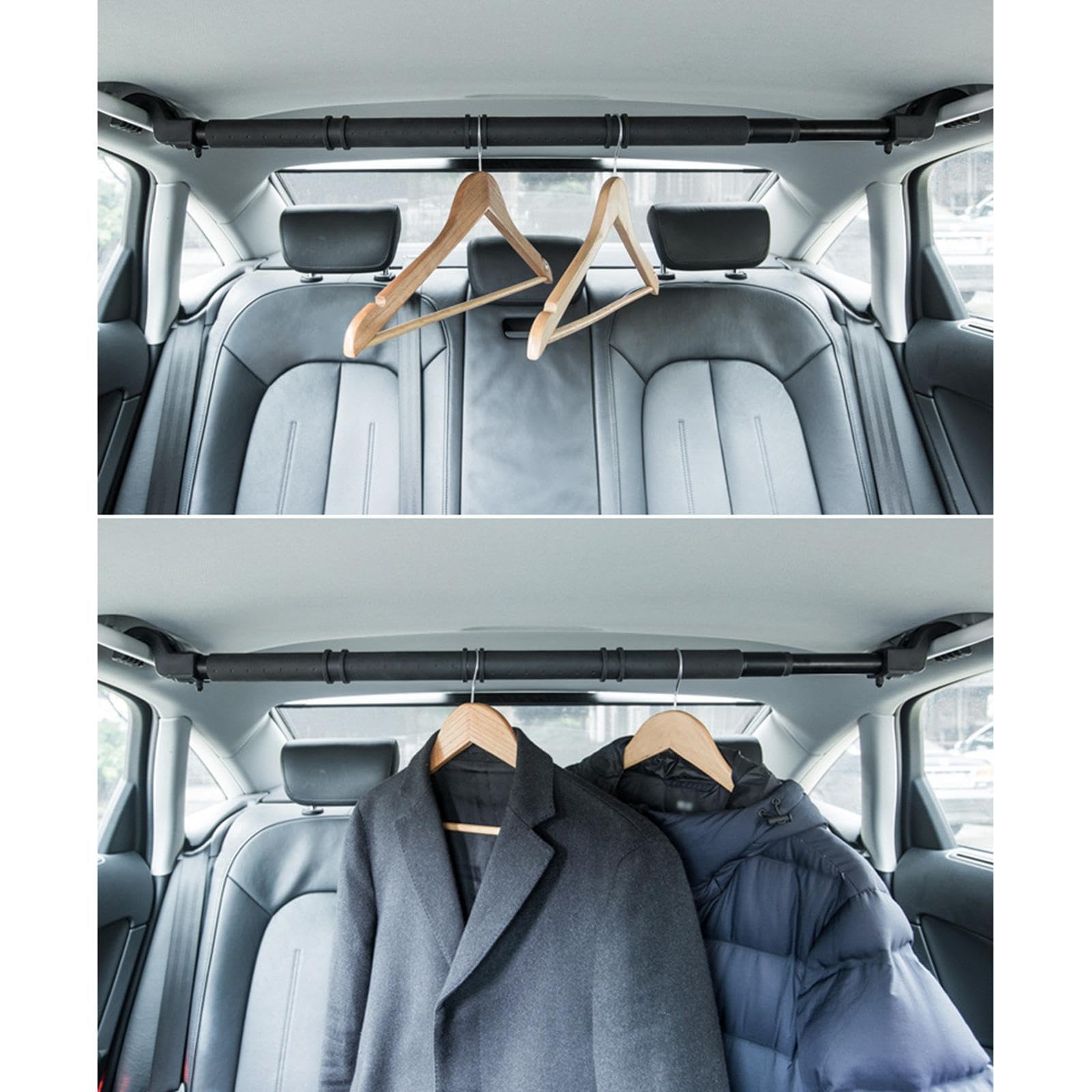 Barra Appendiabiti Versatile per Auto con Accessori espandibili per Le Vacanze, con Supporto Robusto, Antiscivolo e Resistente all'Usura, Ganci