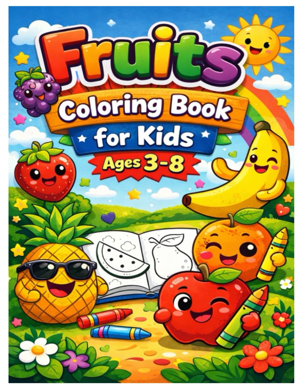 Fruits Coloring Book for Kids Ages 3–8: Perfect for Preschool, Kindergarten & Early Learning