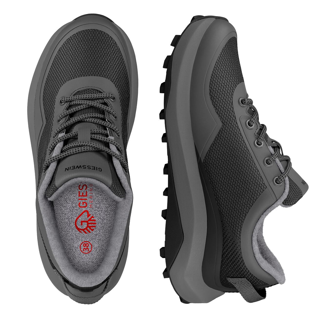 GIESSWEIN Wool Trail X Men - Wasserdichter Trailschuh mit Megagrip-Sohle | Dämpfende EVA-Mittelsohle, Wechselfußbett & atmungsaktive Merinowolle – sicherer Halt für Herren auf Trail & nassen Wegen
