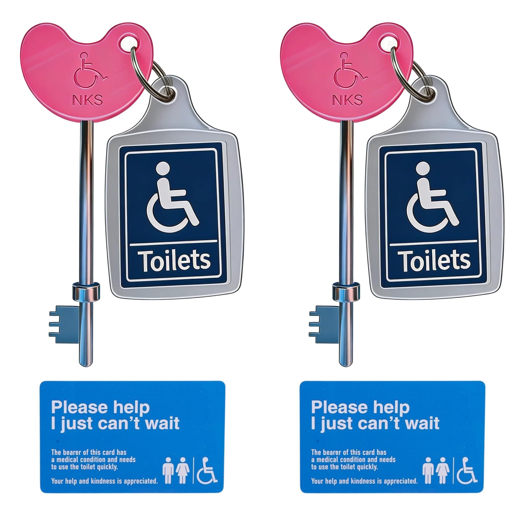 Star Buys Pink 2 Radar Disabled Toilet Keys With Keyrings And Id Cards | Uk Nks Compatible | Braille Easy-Grip Heads