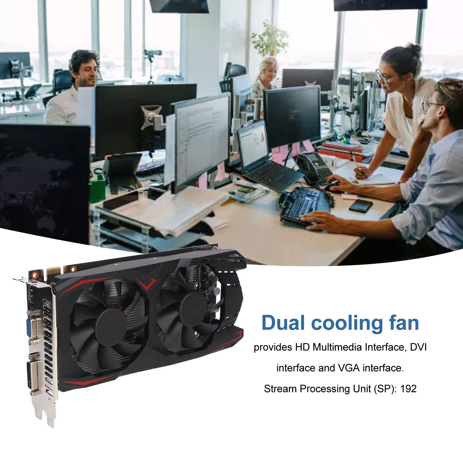 VBESTLIFE Tarjeta Gráfica GTX550Ti, 3GB 192Bit GDDR5 3400MHZ Tarjeta Gráfica para Juegos de Computadora de Escritorio, PCI Express 2.0, Ventilador de Refrigeración Dual