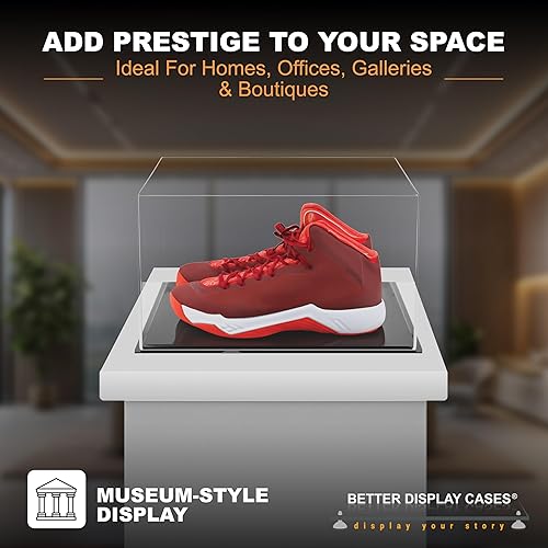 Vista 66 de Better Display Cases Versátil vitrina de acrílico transparente - Caja rectangular grande con base blanca 18" x 12" x 3" (BK09)