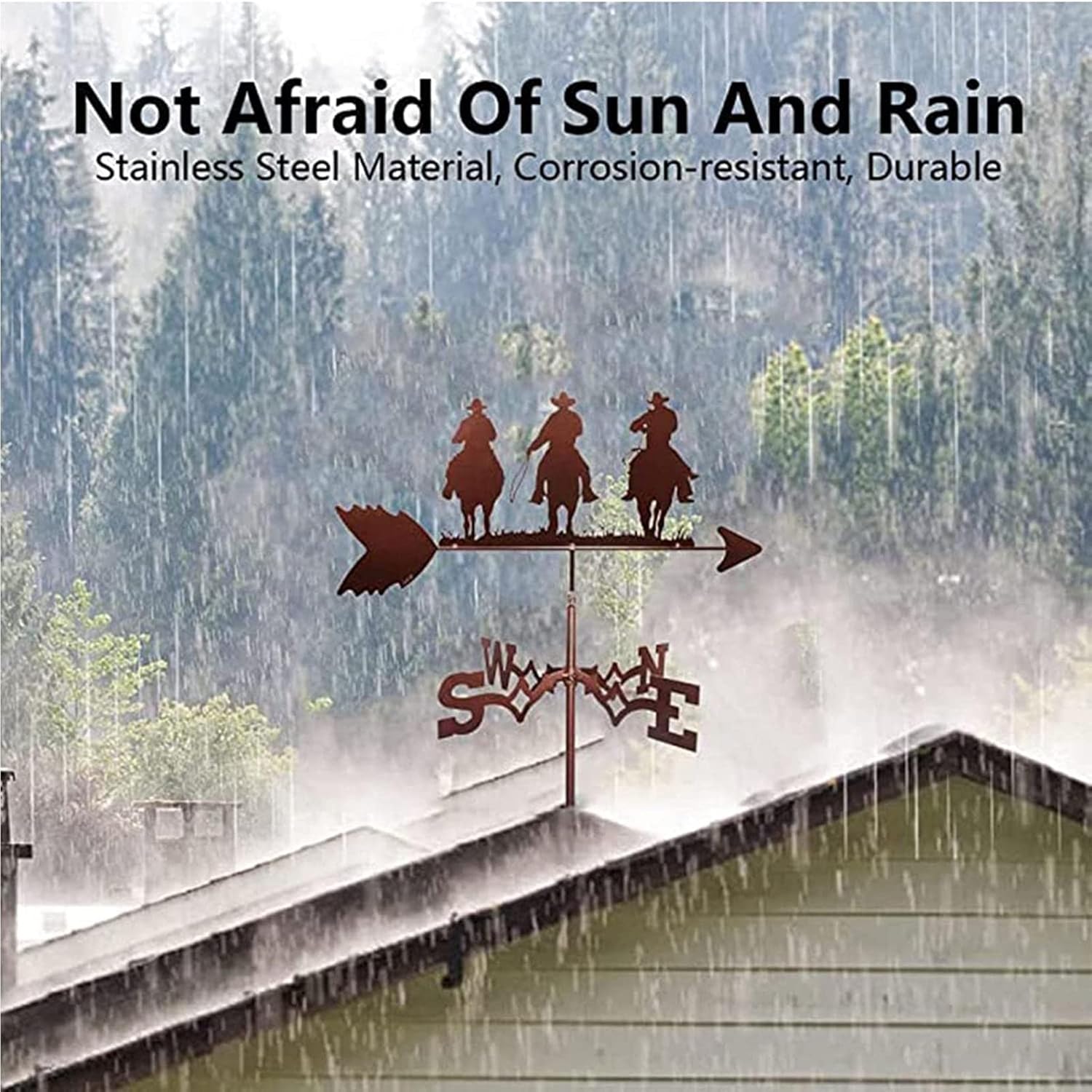 屋根装飾用風見鶏、固定取り付けブラケット付きの美しい風向計 - 3つのカウボーイ風見鶏、風見鶏ガーデン、屋外ガーデン、中庭用風見鶏