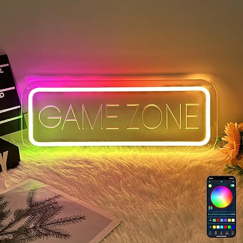 Miniatura 25 de Game Zone - Letreros de neón para decoración de habitación de jugadores, letrero de neón para decoración de pared, dormitorio, sala de juegos, Azul