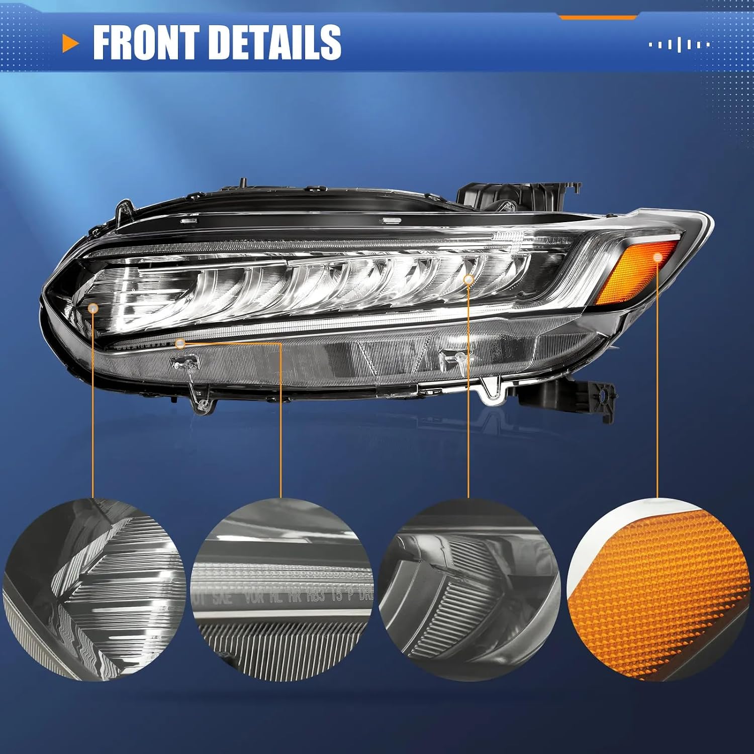 PENSUN Full LED Headlight Assembly for 2018 2019 2020 2021 Honda Accord Touring Sedan 4-Door - with LED DRL & Signal Lights, Left Driver Side and Right Passenger Side Headlights