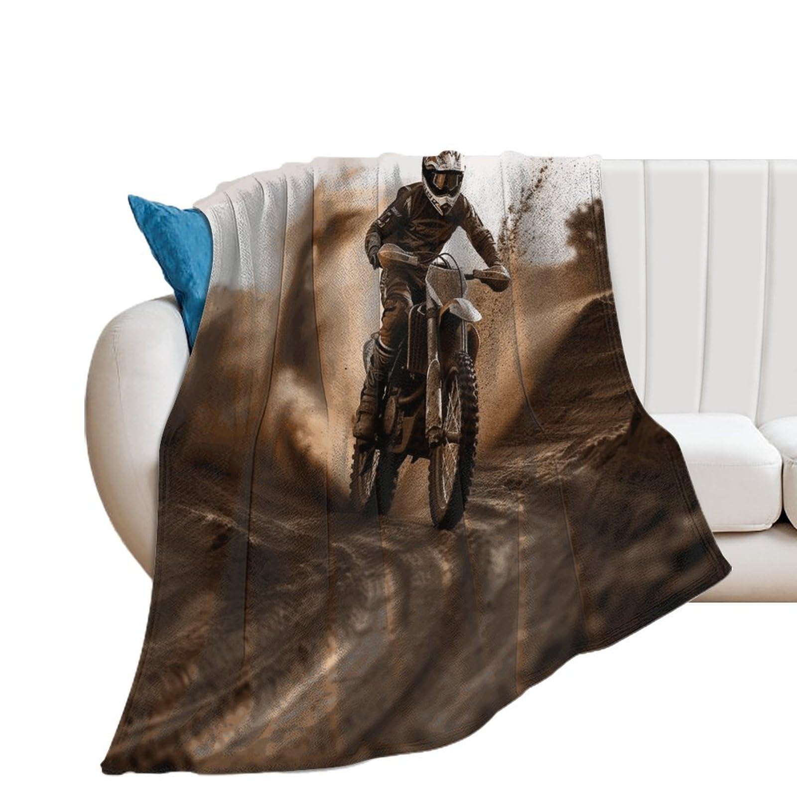 Motocross Throw Blanket for Couch Soft Cozy Flannel Bed Blanket Fuzzy Decorative Blanket Warm Lightweight Throw Blanket All-Season Home Decor Gift for Home Office Sofa 50"*60"（130 * 150cm）