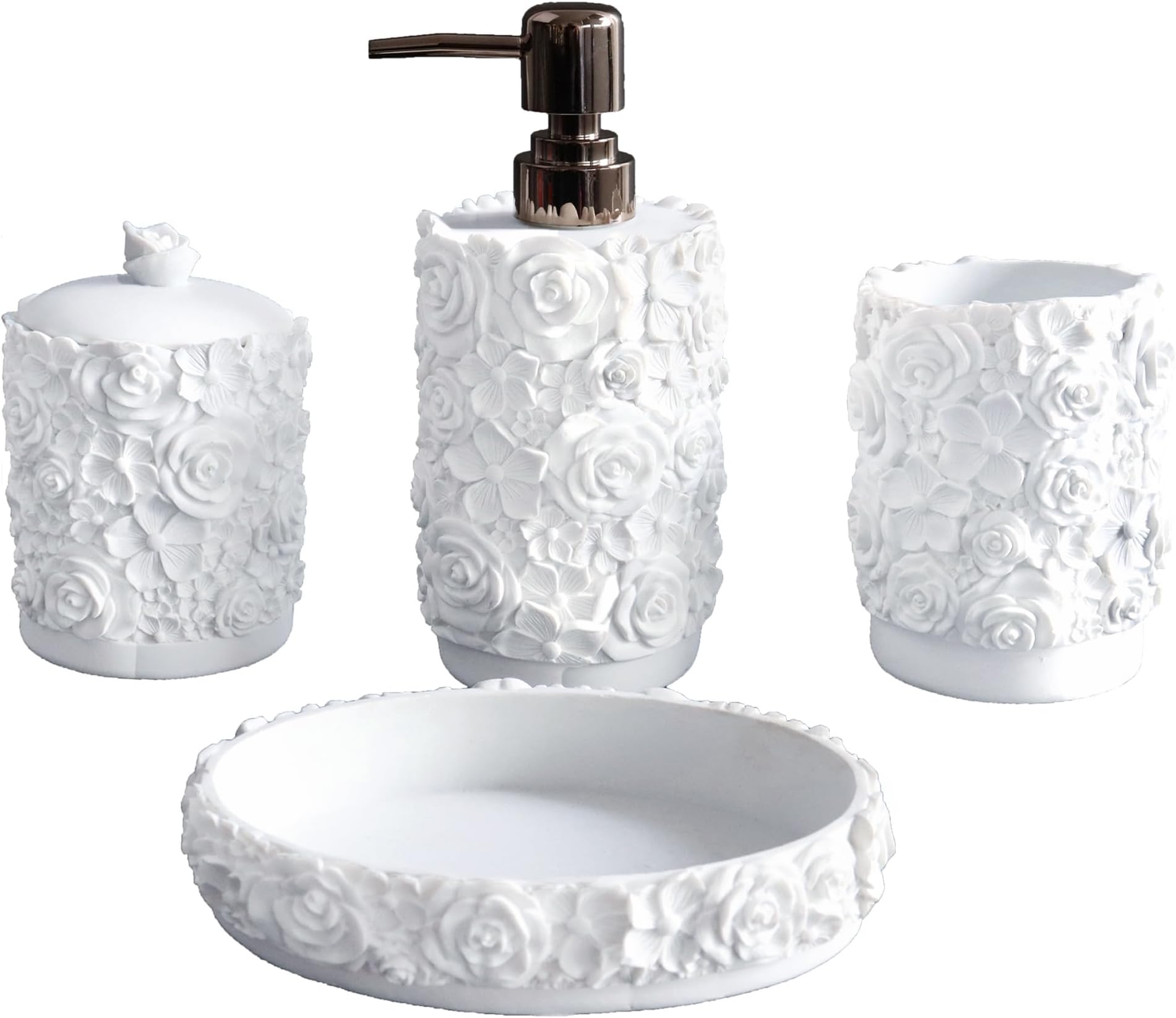 Amazon.com: Hymmah Bathroom Accessories Set,Rose Design Bathroom Set ...
