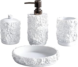 Hymmah Bathroom Accessories Set,Rose Design Bathroom Set,Farmhouse Bathr...
