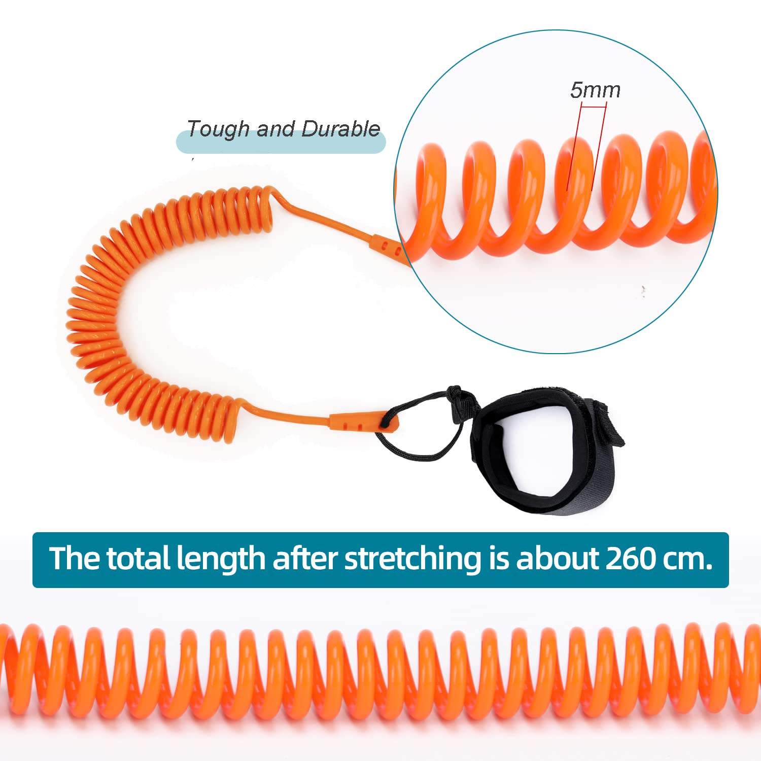 Leash Per Tavola Da Surf E SUP - Guinzaglio Di Sicurezza Con Cinturino Regolabile Per Sport Acquatici - Foto 7