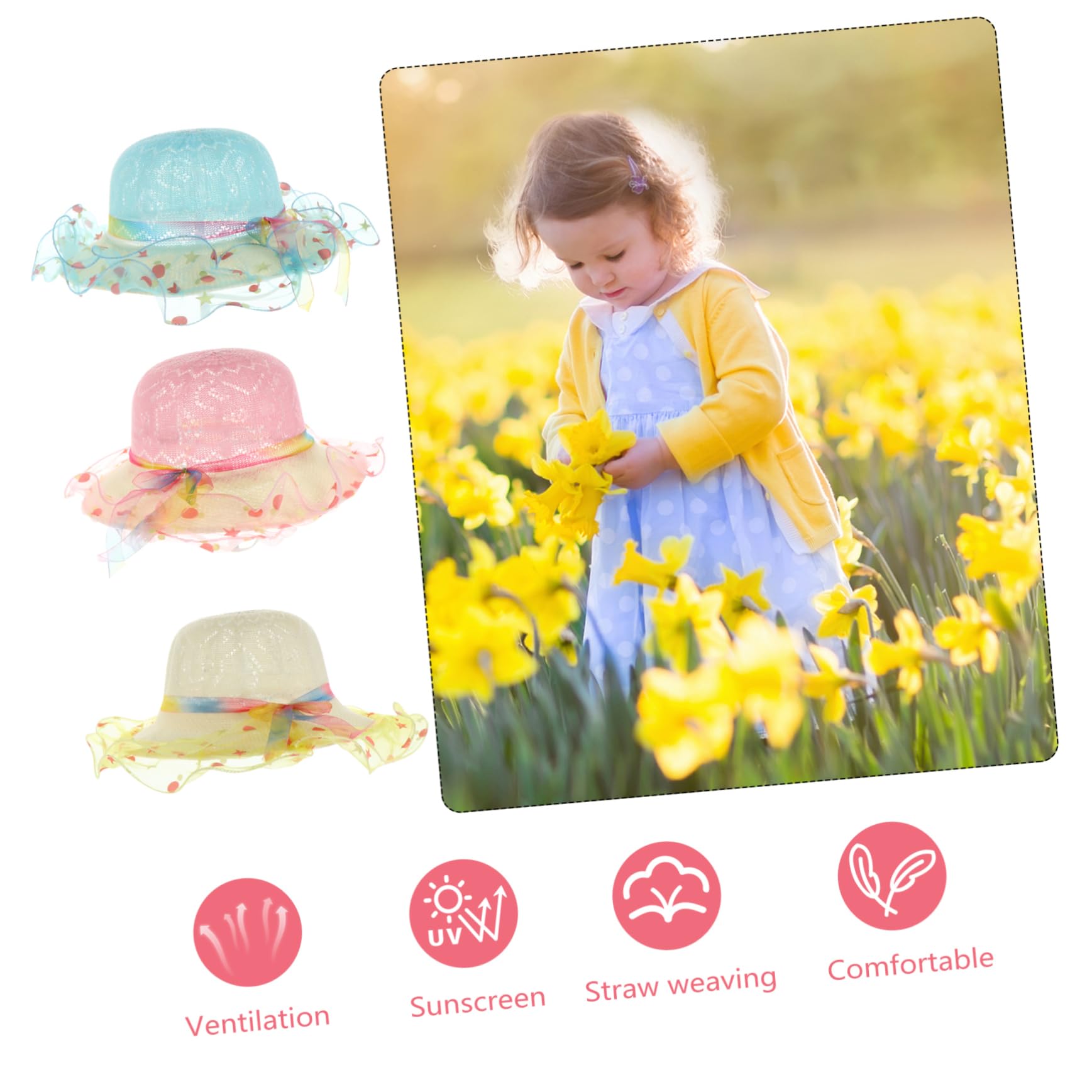 Holibanna 3piezas Sombrero De Playa para Bebés Gorro De Sol De Protección UV Sombrero Infantil Estampado De Estrellas y Puntos para Playa y