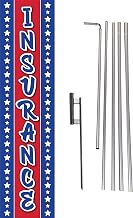Insurance Advertising Rectangle Feather Banner Swooper Flag Sign Complete Kit with Flag Pole and Ground Spike