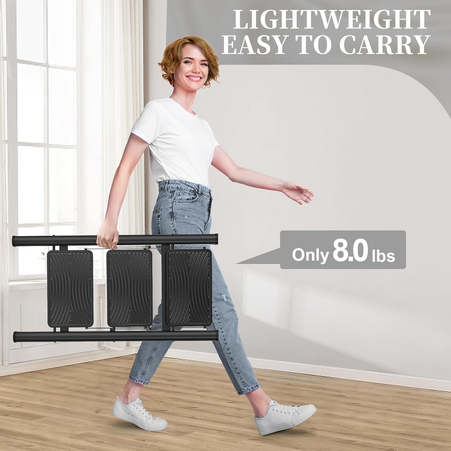 HBTower Escabeau 3 Marches Pliable, Léger et Compact, Marchepied Antidérapant, Cadre en Acier Robuste, Charge Maximale 150 kg, Portable pour Maison et Cuisine