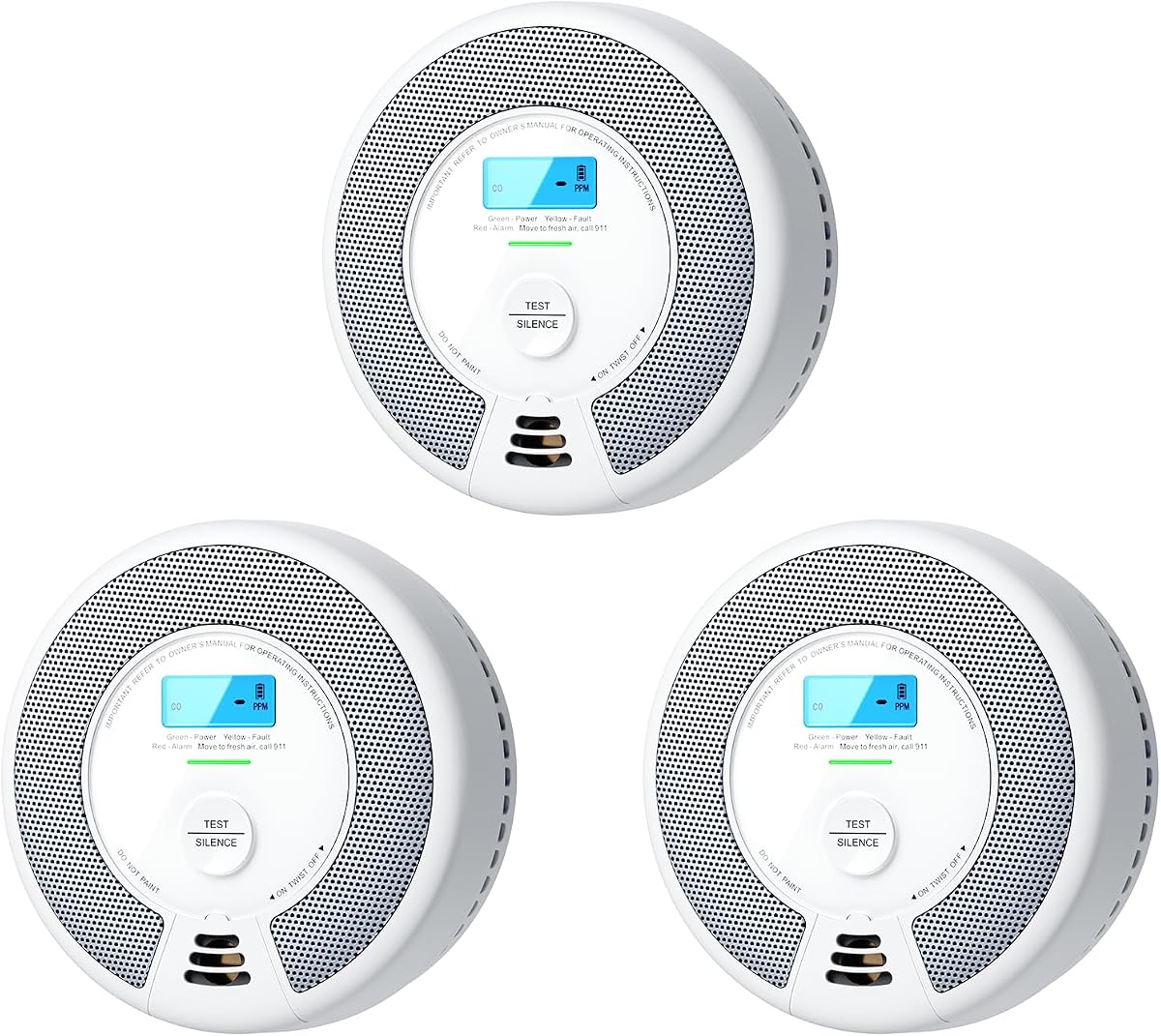 Detector de humo X-Sense combinado de detector de monóxido de carbono, SC07, paquete de 3 | Batería sellada de 10 años (no cableada), detección de humo y CO 2 en 1, pantalla LCD, certificación UL 217 y UL 2034