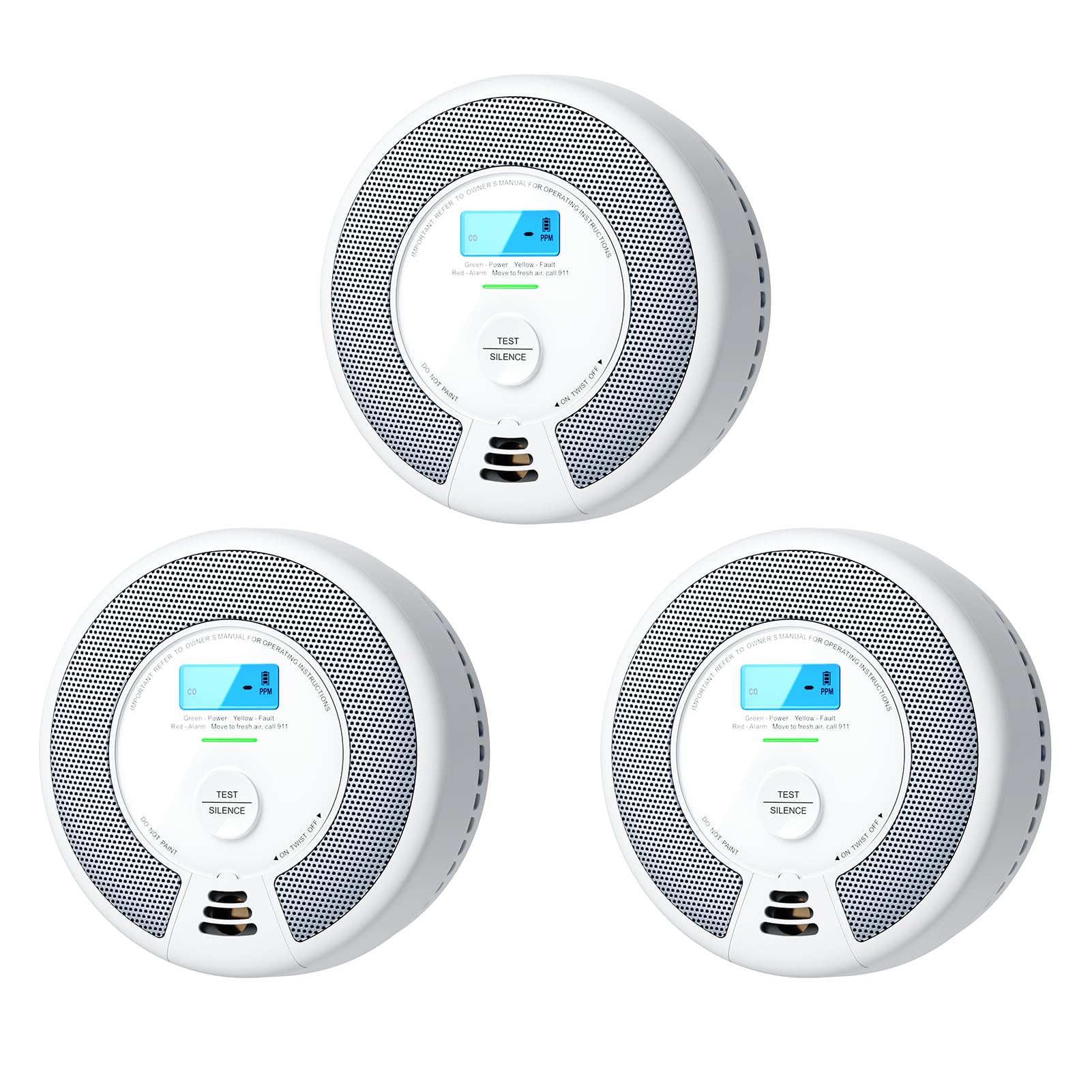 X-Sense Smoke Detector Carbon Monoxide Detector Combo, SC07, 3-Pack | 10-Year Sealed Battery (Not Hardwired), 2-in-1 Smoke & CO Detection, LCD Display, UL 217 & UL 2034 Certified