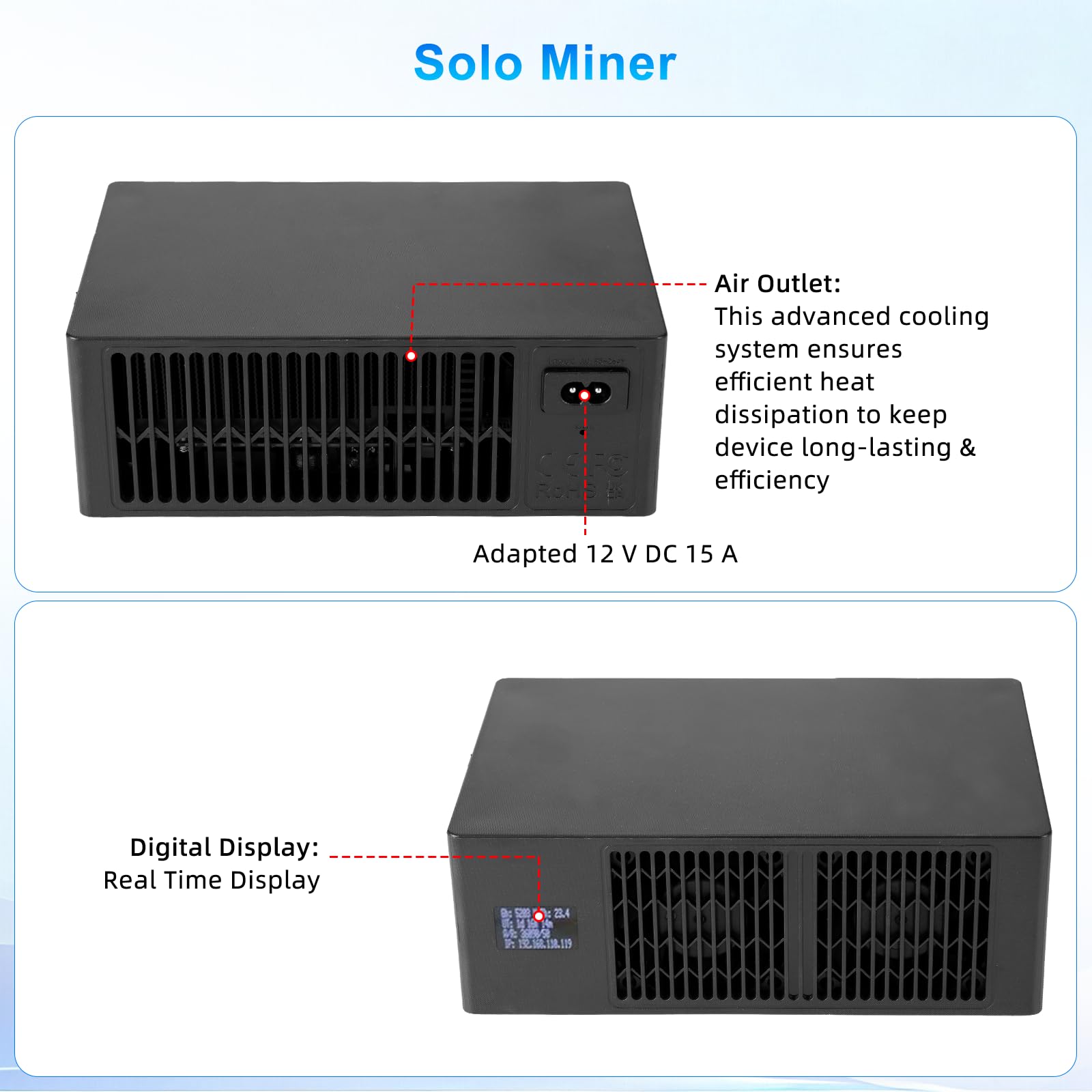 Bitcoin Miner, APKLVSR Lucky Miner LV08 BTC Solo Miner– 4,2 TH/s 2,4G WLAN SHA-SHA -256 Chip BM1366 Server Mining silenzioso Bitcoin Mining per uso domestico (BTC), Plug & Play