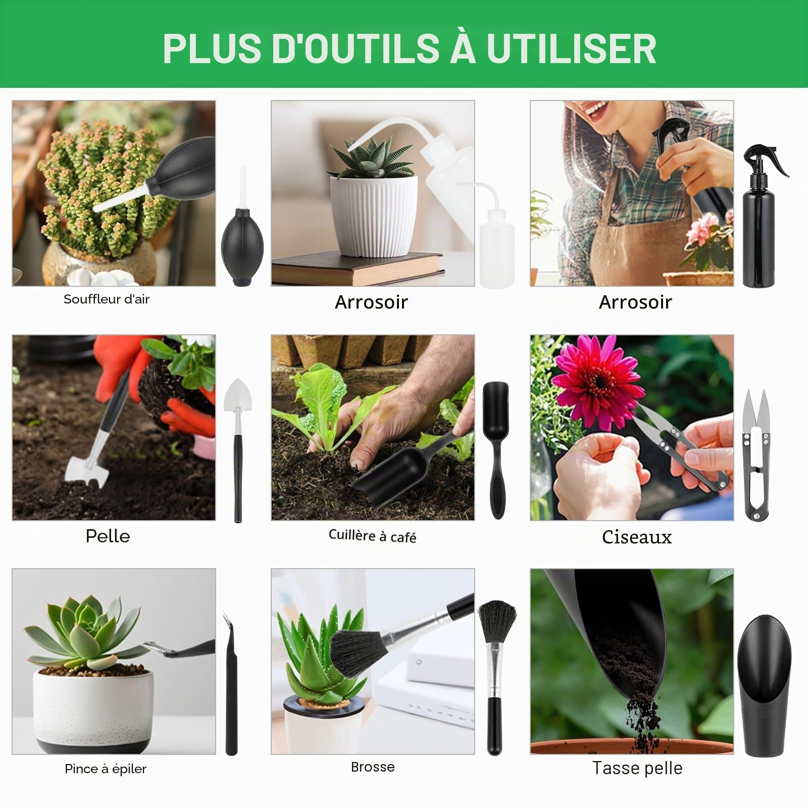 Outils Jardinage Outils de Jardinage Tapis de Rempotage 16 Pièces avec Tapis de Rempotage Pliable Outils Succulentes Idéal et Plantes d'Intérieur