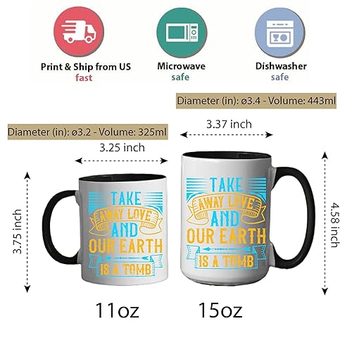 Miniatura 5 de Gift for Environmental Lovers Bulldog Take Away Love Earth Tomb Perfect Gift for Nature Lovers 11oz 15oz Inner Color Accent Mug
