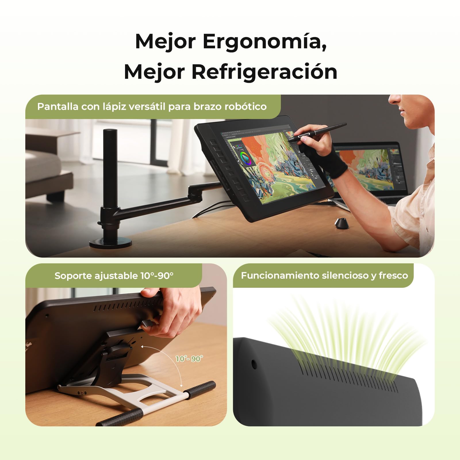 GAOMON PD1561 V2 Tableta gráfica con pantalla, Tableta gráfica de 15,6 pulgadas,16384 niveles de presión del lápiz, 99% sRGB, △E 1,5, 10 teclas de dibujo, Compatible con Windows, Mac, Android y Linux | 99 % sRGB E<1.5, soporte ajustable, tableta gráfica p