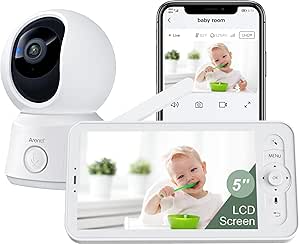 ARENTI Video Baby Monitor with Camera and Audio, 5-inch Smart Baby Camera Monitor with Free Phone App, 1080P, VOX, PTZ, One-Touch Call, Temp Sensor, Lullaby, Night Vision, Auto Tracking, 2-Way Talk asin的图片